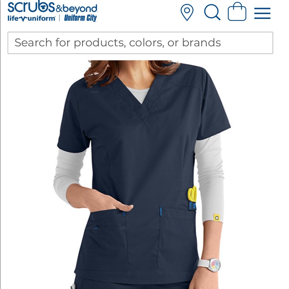 Wonderflex Navy Verity Stretch V-neck Scrub Top